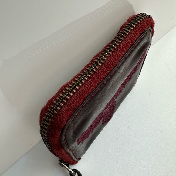Zadig & Voltaire Small Leather Wallet ID Holder Wine Color Zip Around Closure - Picture 10 of 11